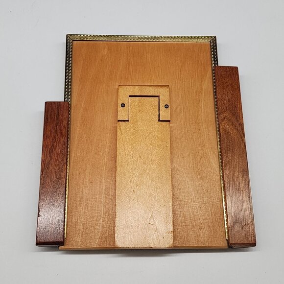 MCM Art Deco Teak Wood & Brass Photo Picture Frame 6.5"x7" VTG - Picture 5 of 9